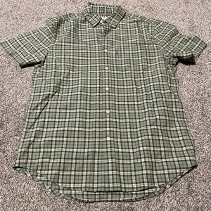 Levi's Mens Standard Fit Short Sleeve Button Down Shirt Green Plaid